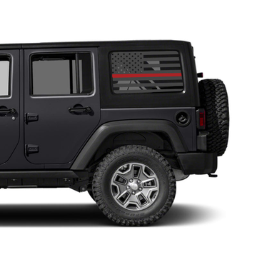 Thin Red Flag Rear Window Jeep Graphic