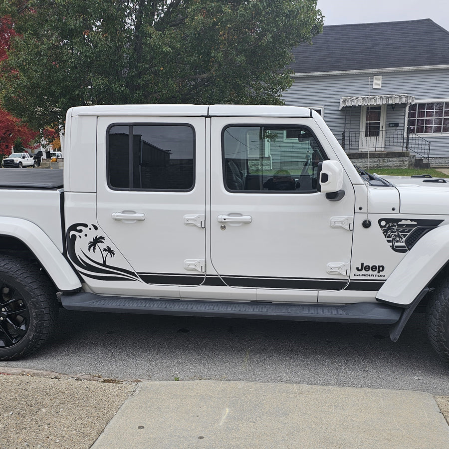 Ocean Wave and Palm Tree Side Graphics