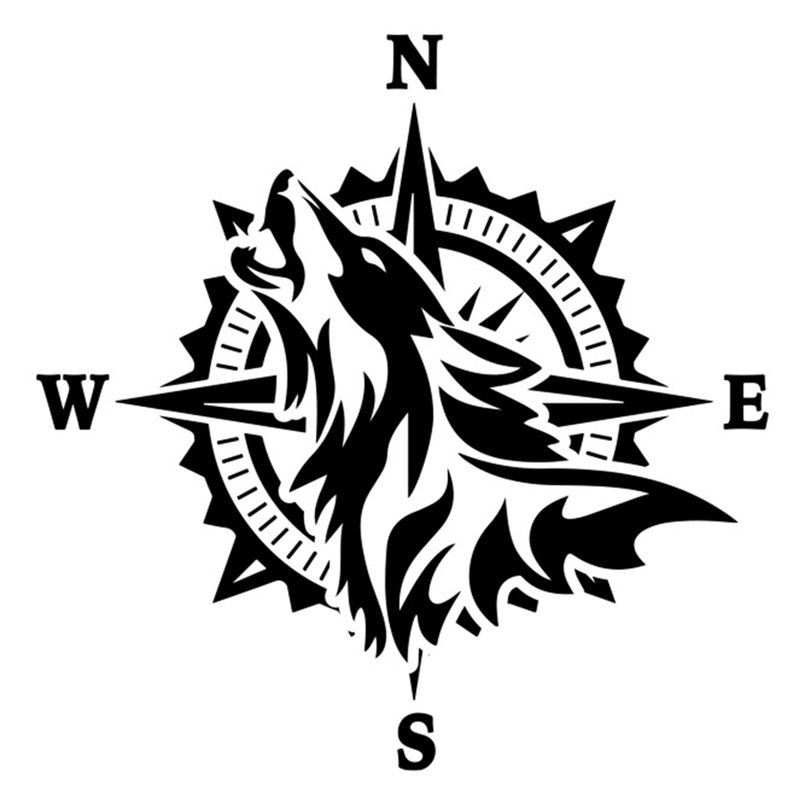 Wolf and Compass Hood Graphic