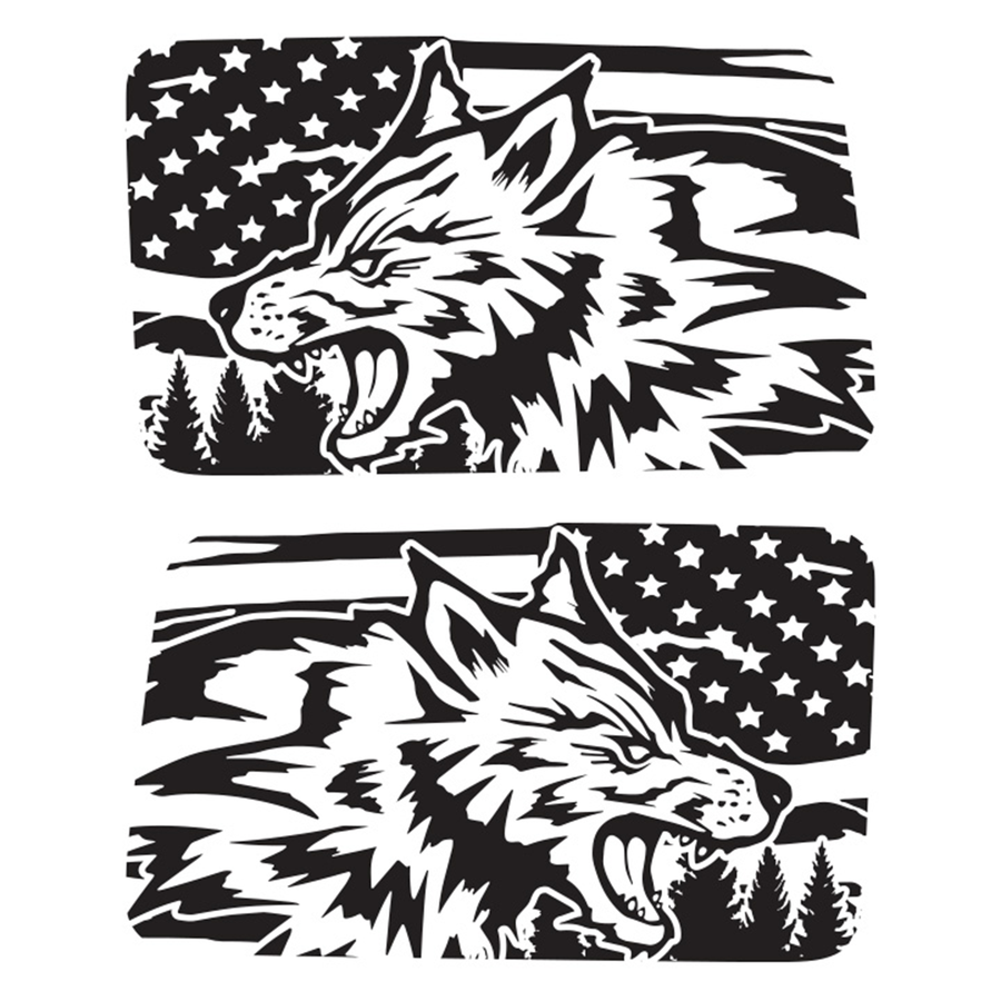 Patriotic Wolf Rear Window Graphics