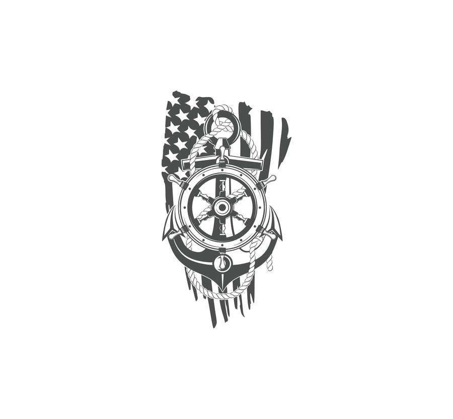Anchor, Wheel, and Flag Hood Graphic