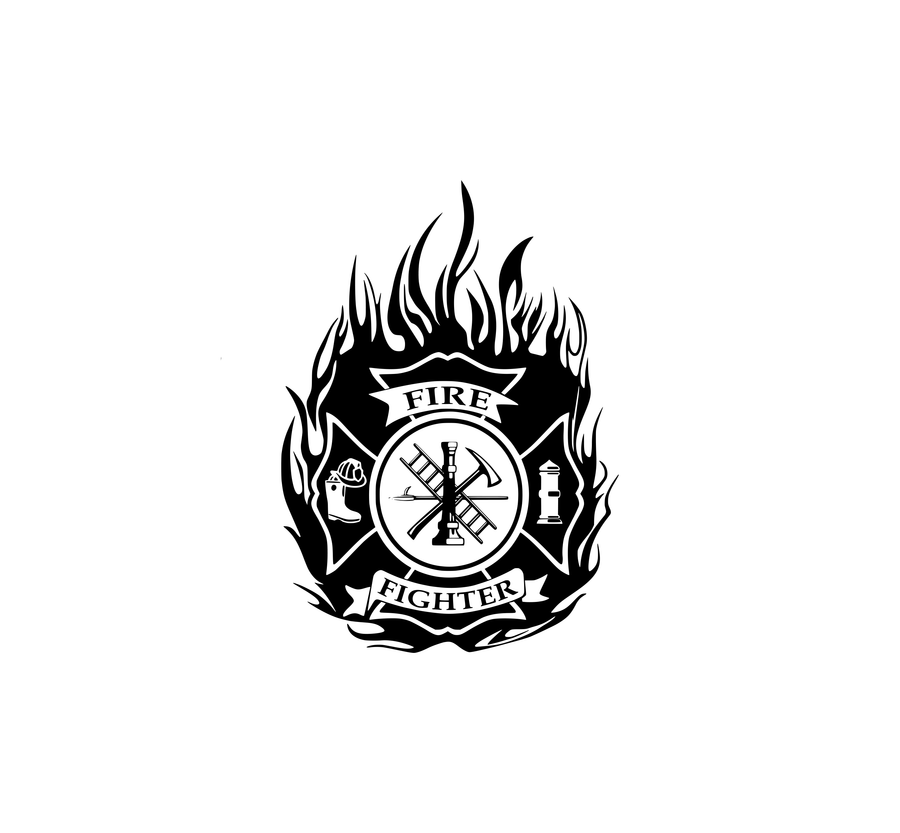 Flaming Fire Department Badge Hood Graphic