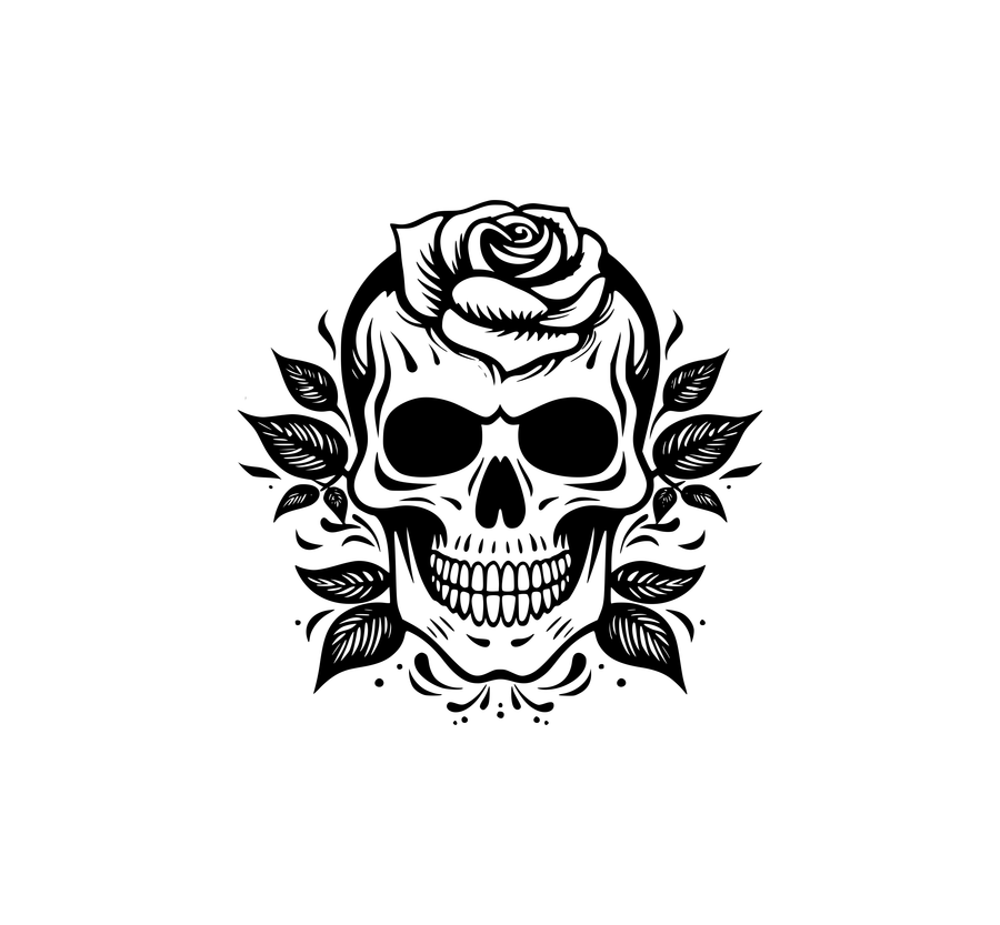 Skull with Rose Hood Graphic