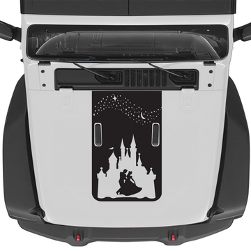 Dancing Prince and Princess with a  Magical Castle Blackout Hood Graphic