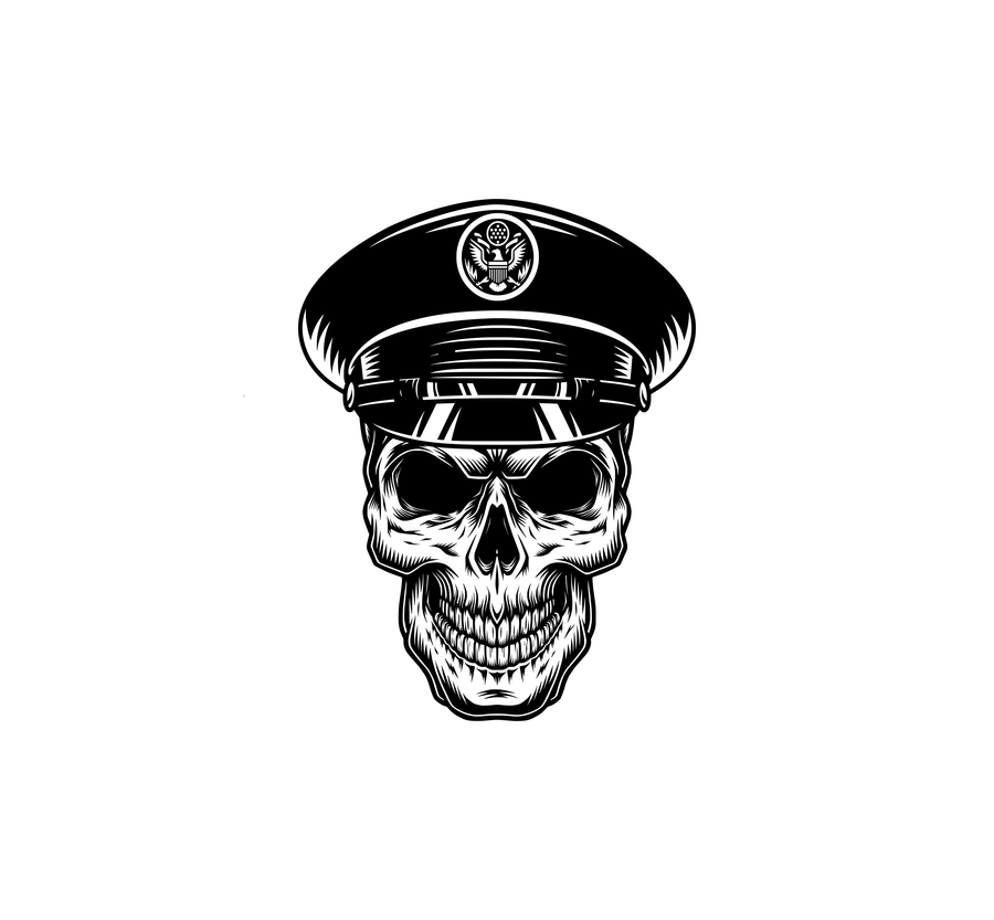 US Army Skull with hat Hood Graphic