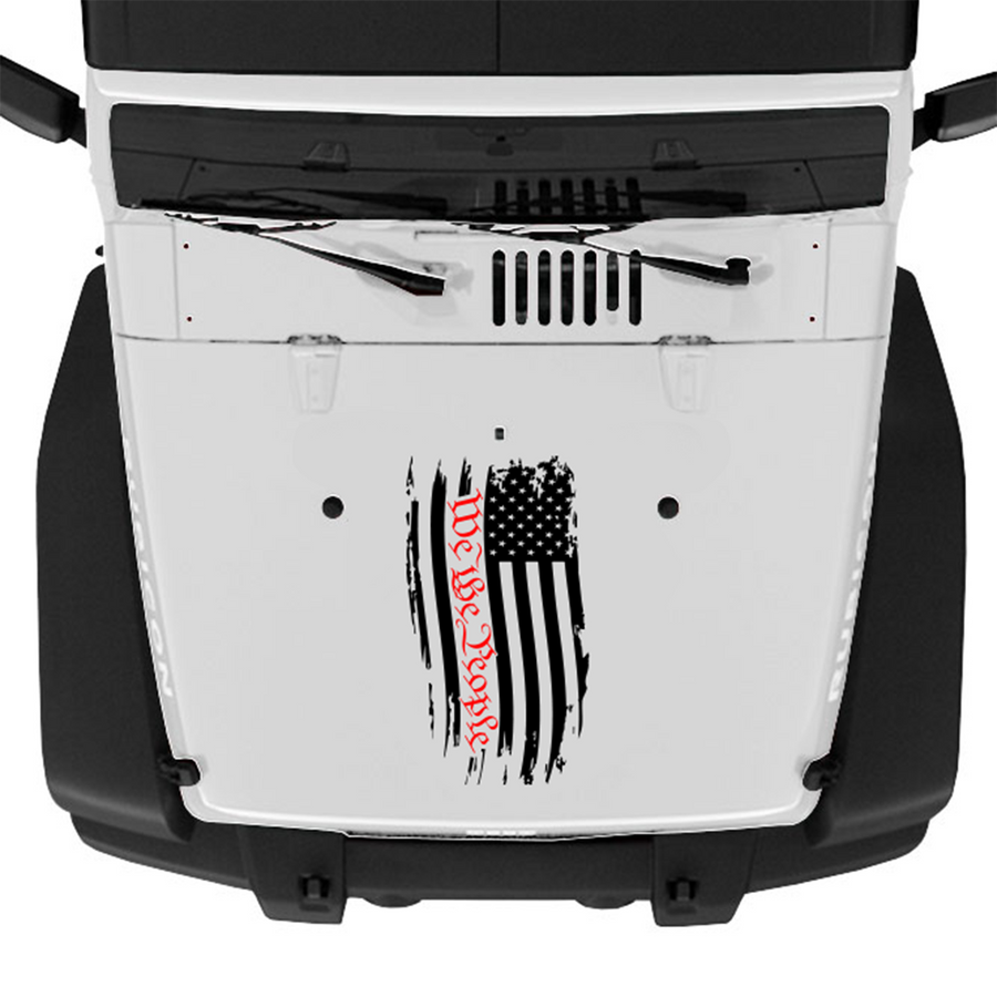 We The People Distressed Flag Hood Graphic