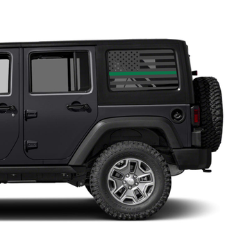 Thin Green Flag Rear Window Jeep Graphic